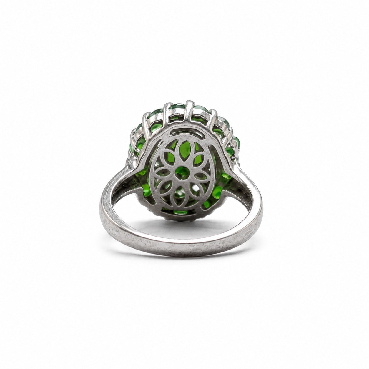 Elegant 925 Silver Chrome Diopside Ring - Size 6.75
