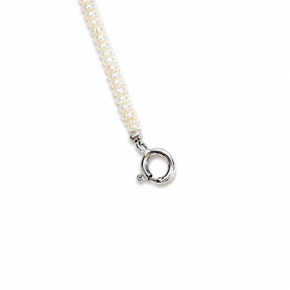 Natural Pearl Station Necklace 925 Sterling Silver 17" White