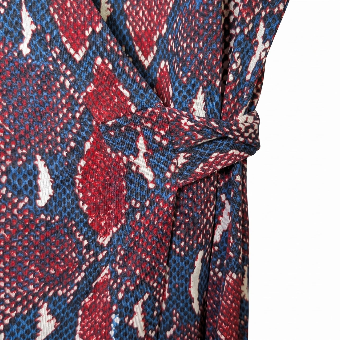 100% Silk DVF Diane Von Furstenberg Python Snake Print Wrap Dress in Burgundy