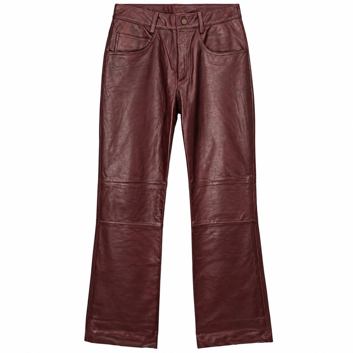 Wilsons Maxima Burgundy Genuine Leather Pants Bootcut 5 Pocket Size 12 NWT