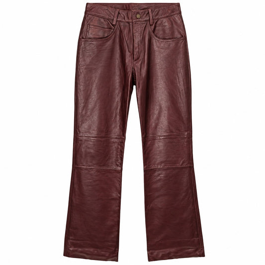 Wilsons Maxima Burgundy Genuine Leather Pants Bootcut 5 Pocket Size 12 NWT