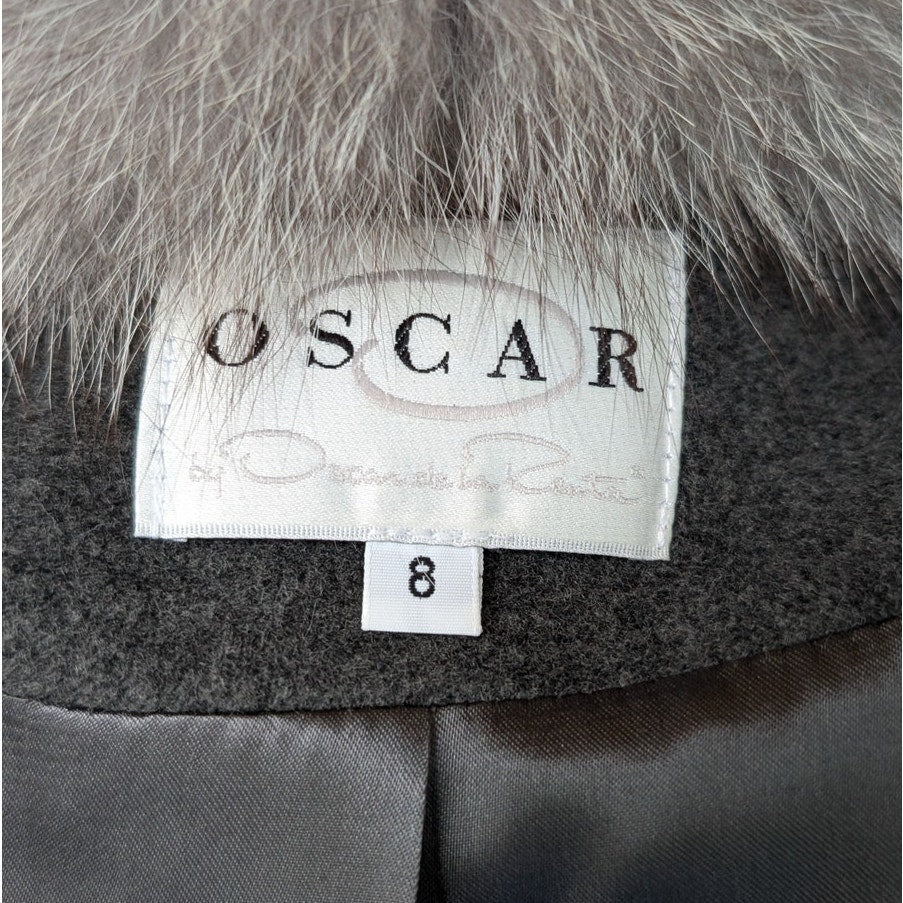 Vintage Oscar de la Renta Wool Cashmere Genuine Fox Fur Jacket US 4