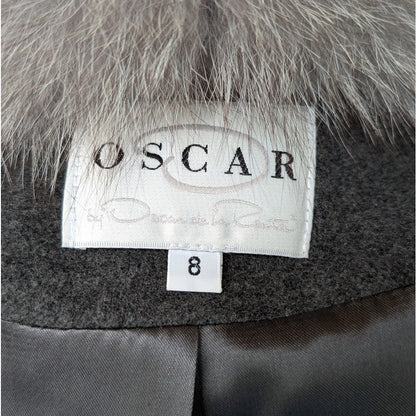 Vintage Oscar de la Renta Wool Cashmere Genuine Fox Fur Jacket US 4