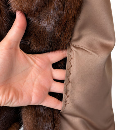 Vintage The Evans Genuine Mink Fur Jacket Brown Notched Collar Mid Length
