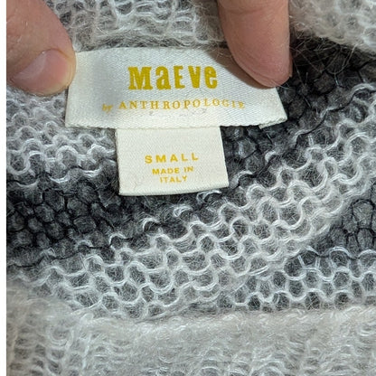Maeve Anthropologie Black and White Striped Open Knit Wool Blend Sweater, Size S