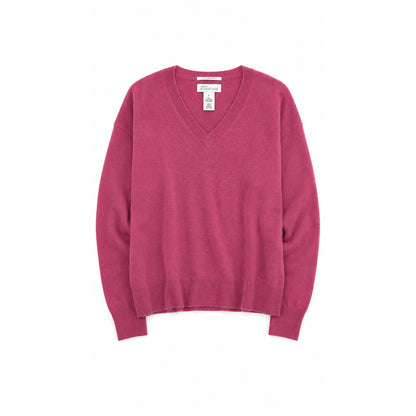 Nordstrom Signature 100% Cashmere V-Neck Sweater, Pink, Size S