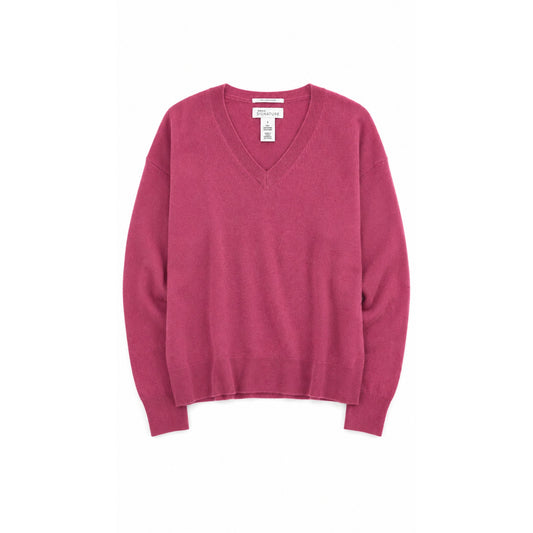 Nordstrom Signature 100% Cashmere V-Neck Sweater, Pink, Size S