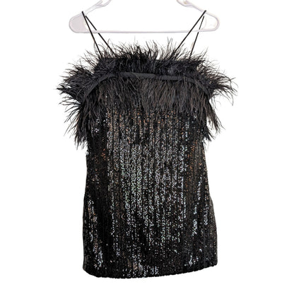 NBD Revolve Sequin Feather Black Mini Dress