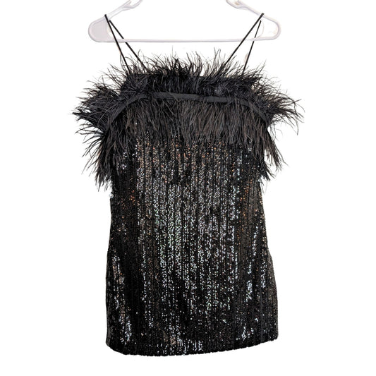 NBD Revolve Sequin Feather Black Mini Dress