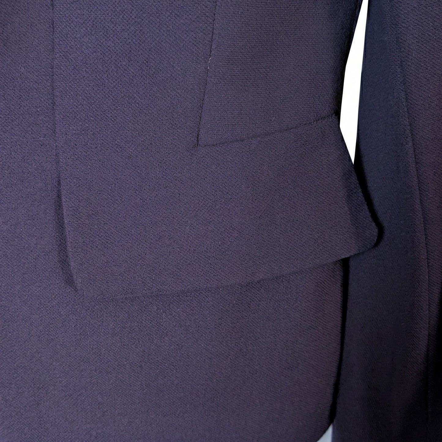 100% Wool Dana Buchman Petites 4P Purple Structured Collarless Blazer