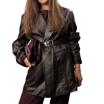 Coffee Brown Leather Blazer