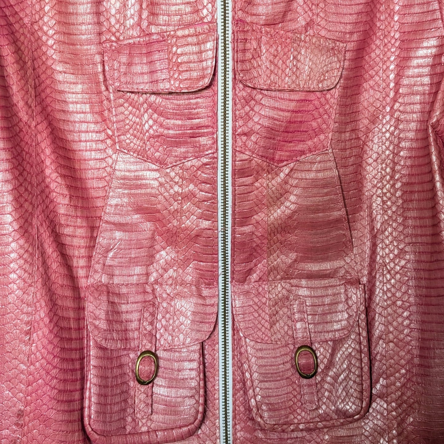 Biern Pearlescent Pink 100% Genuine Python Moto Style Jacket
