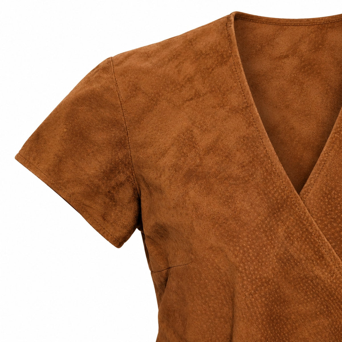 Vintage Saks Fifth Avenue Folio Suede Leather Wrap Top Size S Made in USA