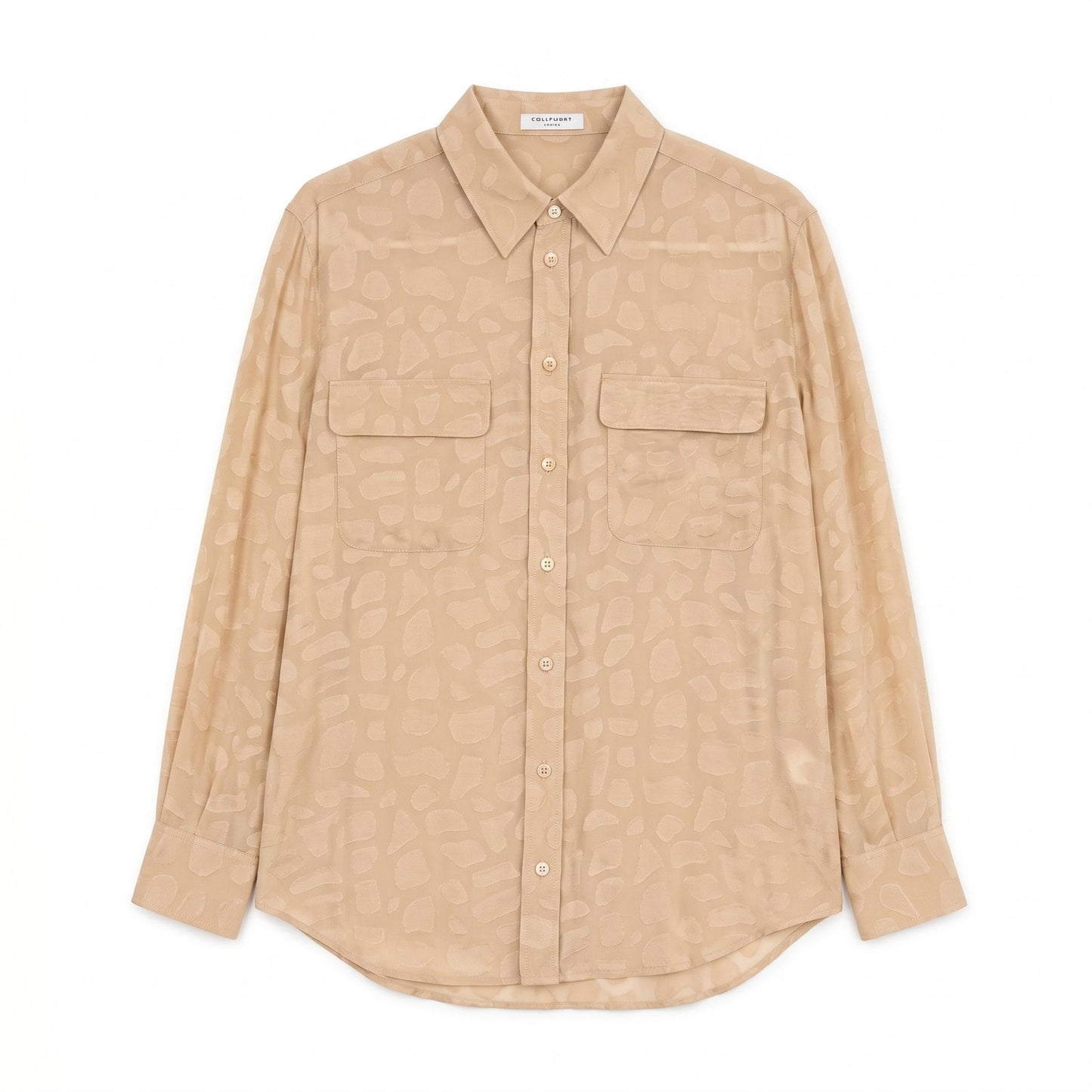 100% Silk Equipment Femme “Savannah” Silk Blouse Neutral Textured Print