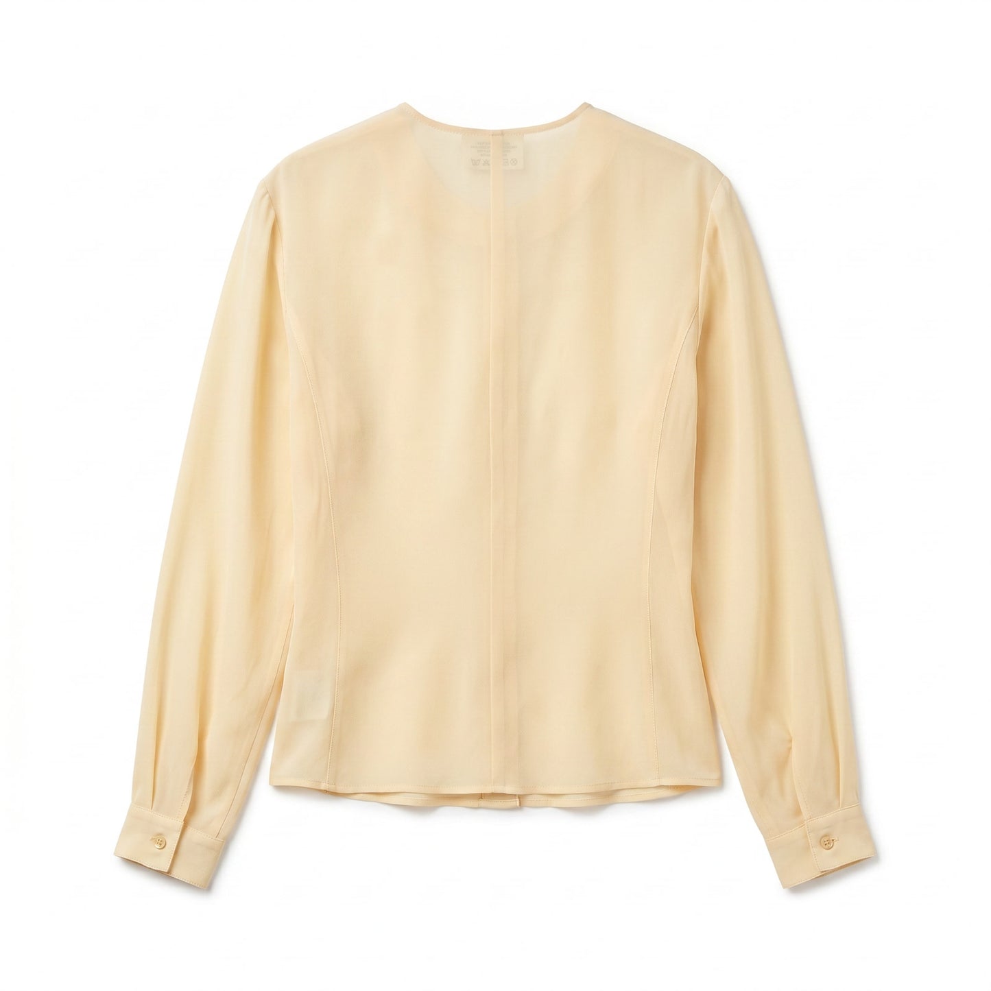 100% Barrie Pace Butter Yellow Button Front Blouse Size 4/6