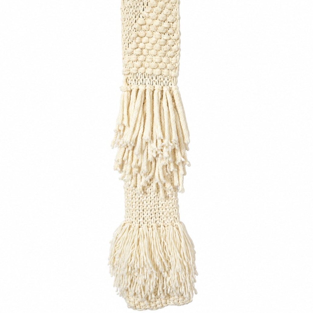 Free People Chunky Alpaca Wool Blend Fringe Scarf, Ivory, Oversized Long Knit