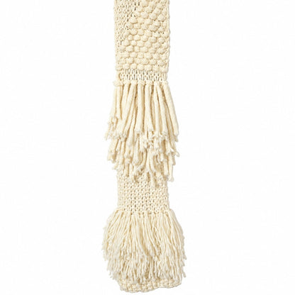 Free People Chunky Alpaca Wool Blend Fringe Scarf, Ivory, Oversized Long Knit