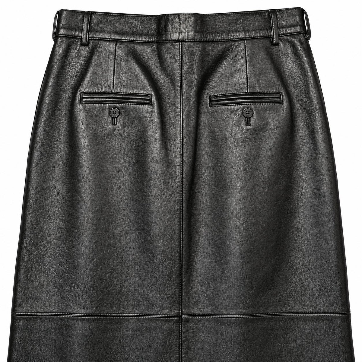 Margaret Godfrey Black Genuine Leather Midi Pencil Skirt Front Slit Size 10