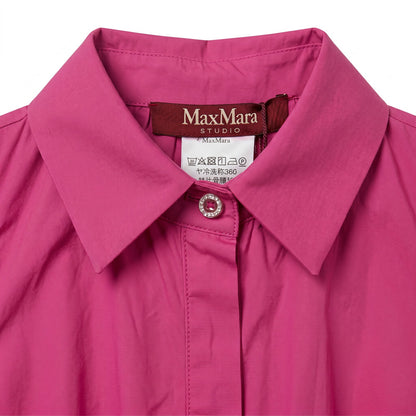 100% Cotton NWT Max Mara Studio Hot Pink Fuchsia Sleeveless A-Line Midi Dress | ADEPTO SS24