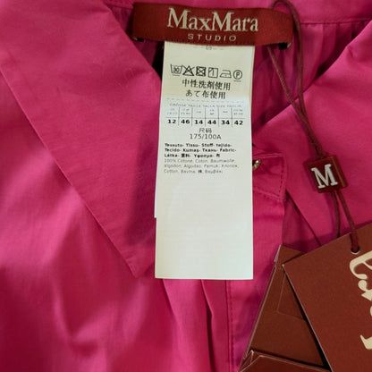 100% Cotton NWT Max Mara Studio Hot Pink Fuchsia Sleeveless A-Line Midi Dress | ADEPTO SS24