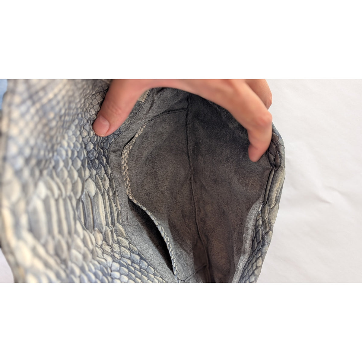 Vintage Genuine Python Clutch Gray Quilted Snakeskin Envelope Bag