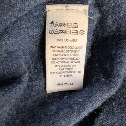 Tahari 100% 2-Ply Cashmere Dolman Sleeve Sweater, Heather Blue, Size XL