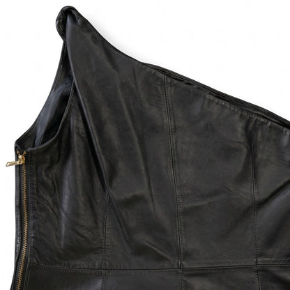 100% Genuine Leather Michael Kors Black One-Shoulder Black Mini Dress