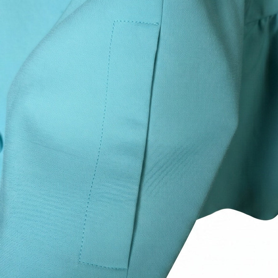 NWT Per Se Teal Double-Breasted Cropped Jacket | Cowl Neck | Bell Sleeves | 98% Wool