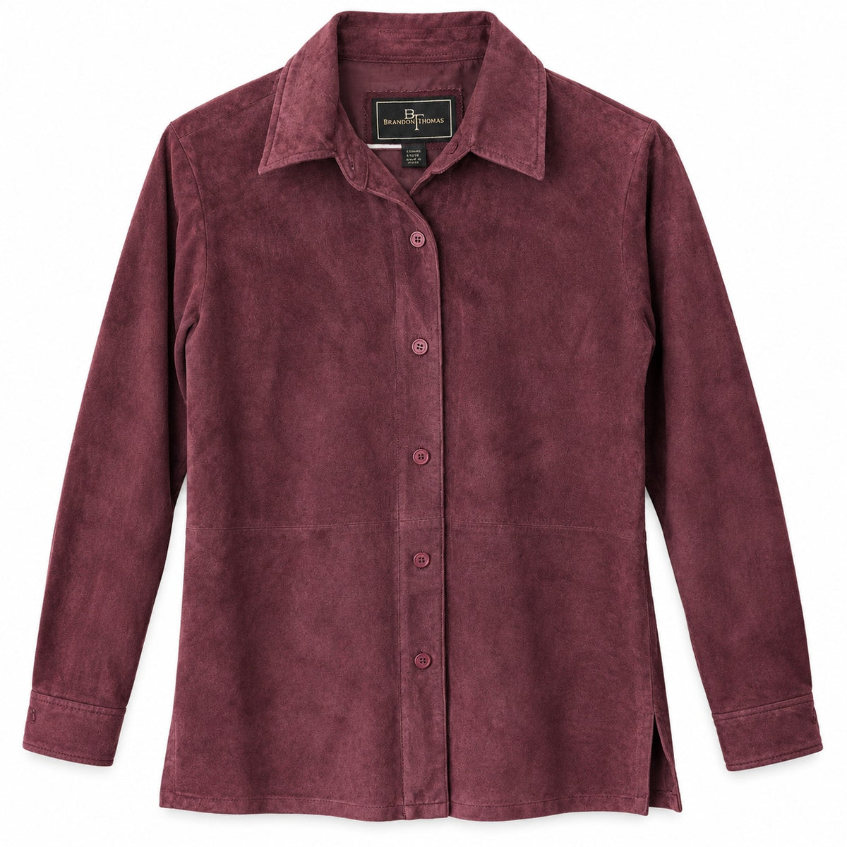Brandon Thomas Genuine Leather Shirt Jacket Size S Burgundy