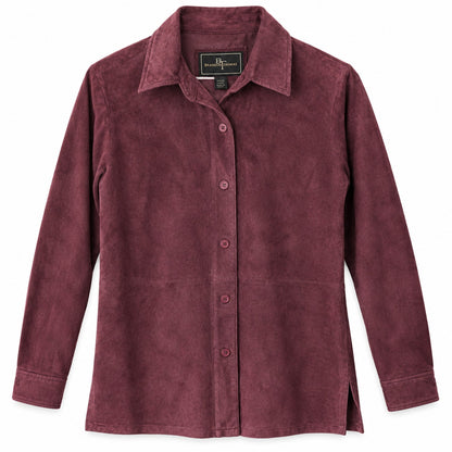 Brandon Thomas Genuine Leather Shirt Jacket Size S Burgundy
