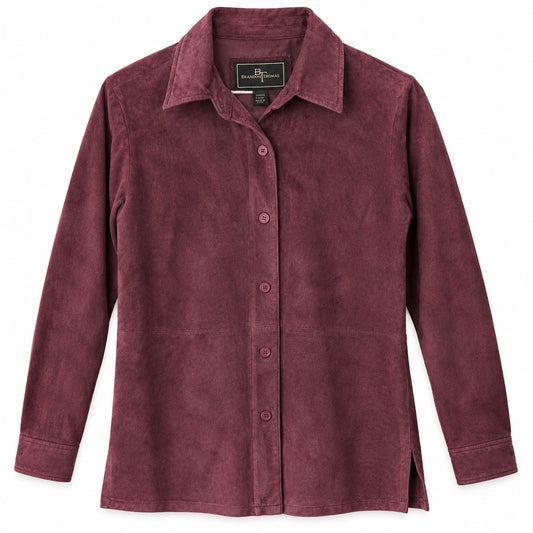 Brandon Thomas Genuine Leather Shirt Jacket Size S Burgundy