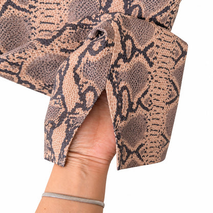 Snakeskin Print Genuine Leather Pants Beige Brown Python Straight Leg Size 14