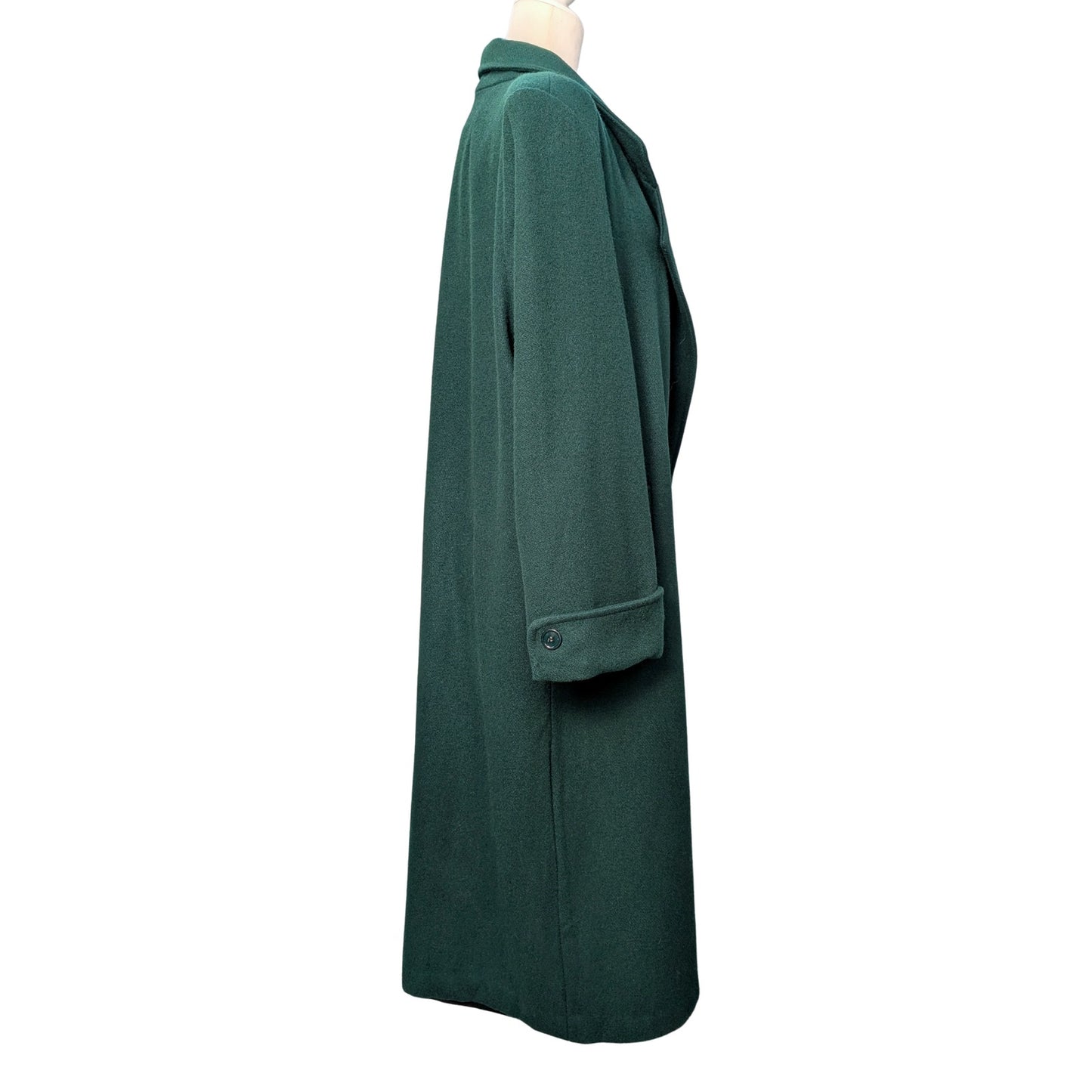 Vintage Forest Green Wool Full-Length Double-Breasted Coat Plus Size