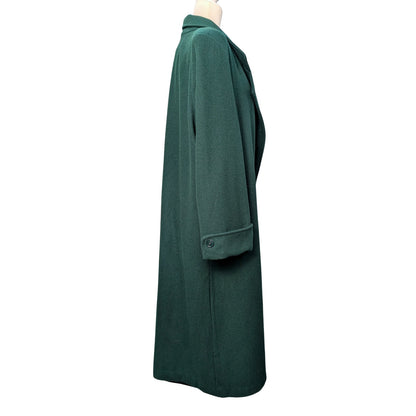 Vintage Forest Green Wool Full-Length Double-Breasted Coat Plus Size