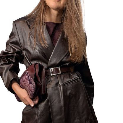 Coffee Brown Leather Blazer