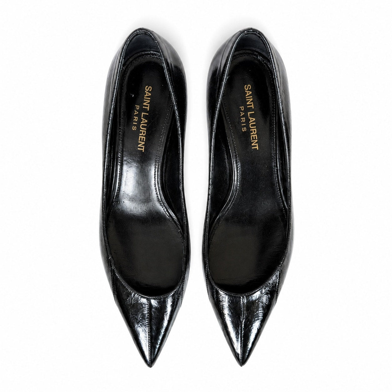 100% Genuine Eel Skin Saint Laurent Paris Black Kitten Heel Pumps Size 38.5 / US 8