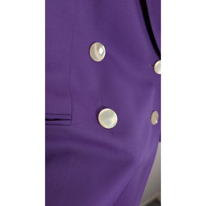 100% Italian Wool Purple Double-Breasted Pantsuit Genny | Mother of Pearl Buttons | IT 38 / US 2