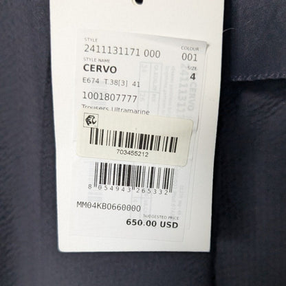 NWT 96% Wool Max Mara Cervo Navy Wide Leg Trousers Size US4