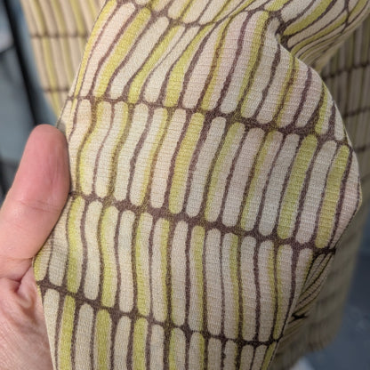 100% Silk Ann Taylor Chartreuse Brown Abstract Print Pencil Skirt | Size 4