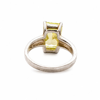 925 Stacking Sterling Silver Man Made Lemon Quartz Rings Set Size 7 & 7.5 Yellow Quartz  Silver Pair