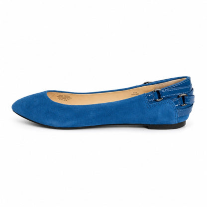 NWT 100% Genuine Leather Enzo Angiolini Eashiana Blue Suede Ballet Flats Size 8.5 M