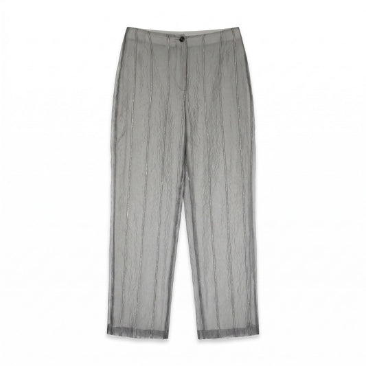 Emporio Armani Wide-Leg Trousers | Gray Taupe Textured  US 4