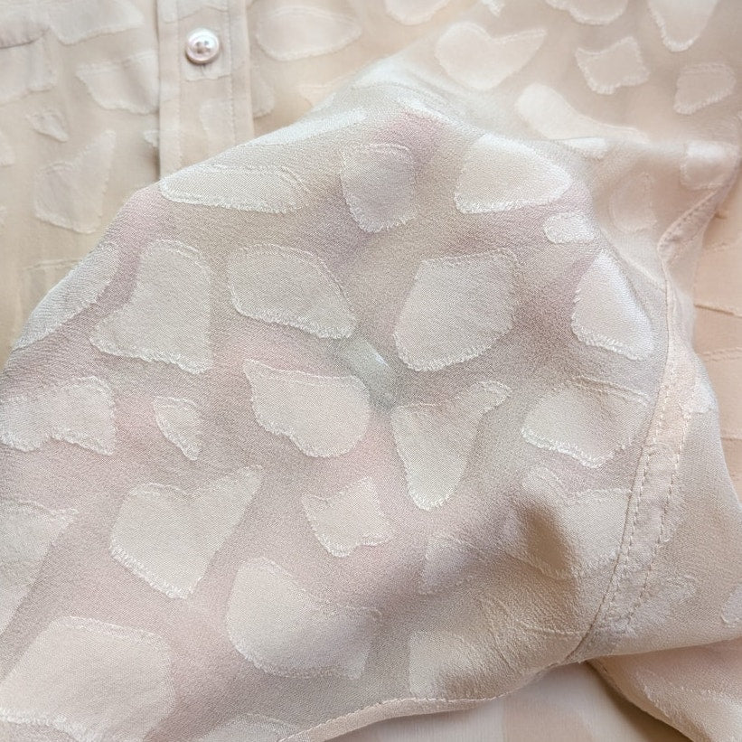 100% Silk Equipment Femme “Savannah” Silk Blouse Neutral Textured Print