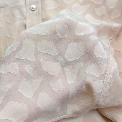 100% Silk Equipment Femme “Savannah” Silk Blouse Neutral Textured Print