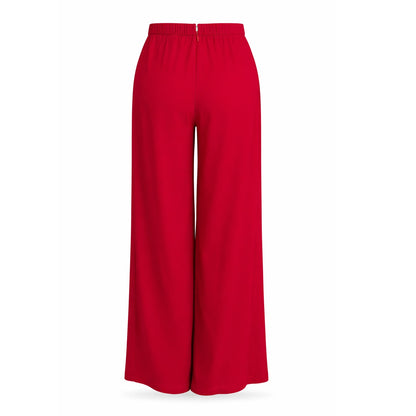 St. John Evening Silk Palazzo Pants in True Red