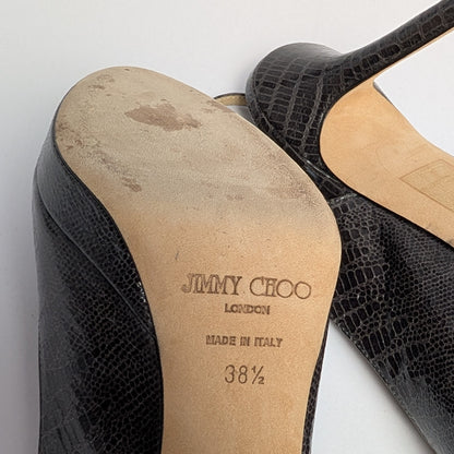 Jimmy Choo Snake Print Leather Slingback Heels Peep Toe