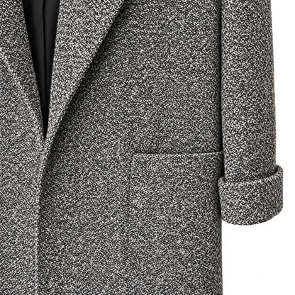 Vintage Cassidy Petite Gray Wool Tweed Long Coat Hand Tailored Made in USA