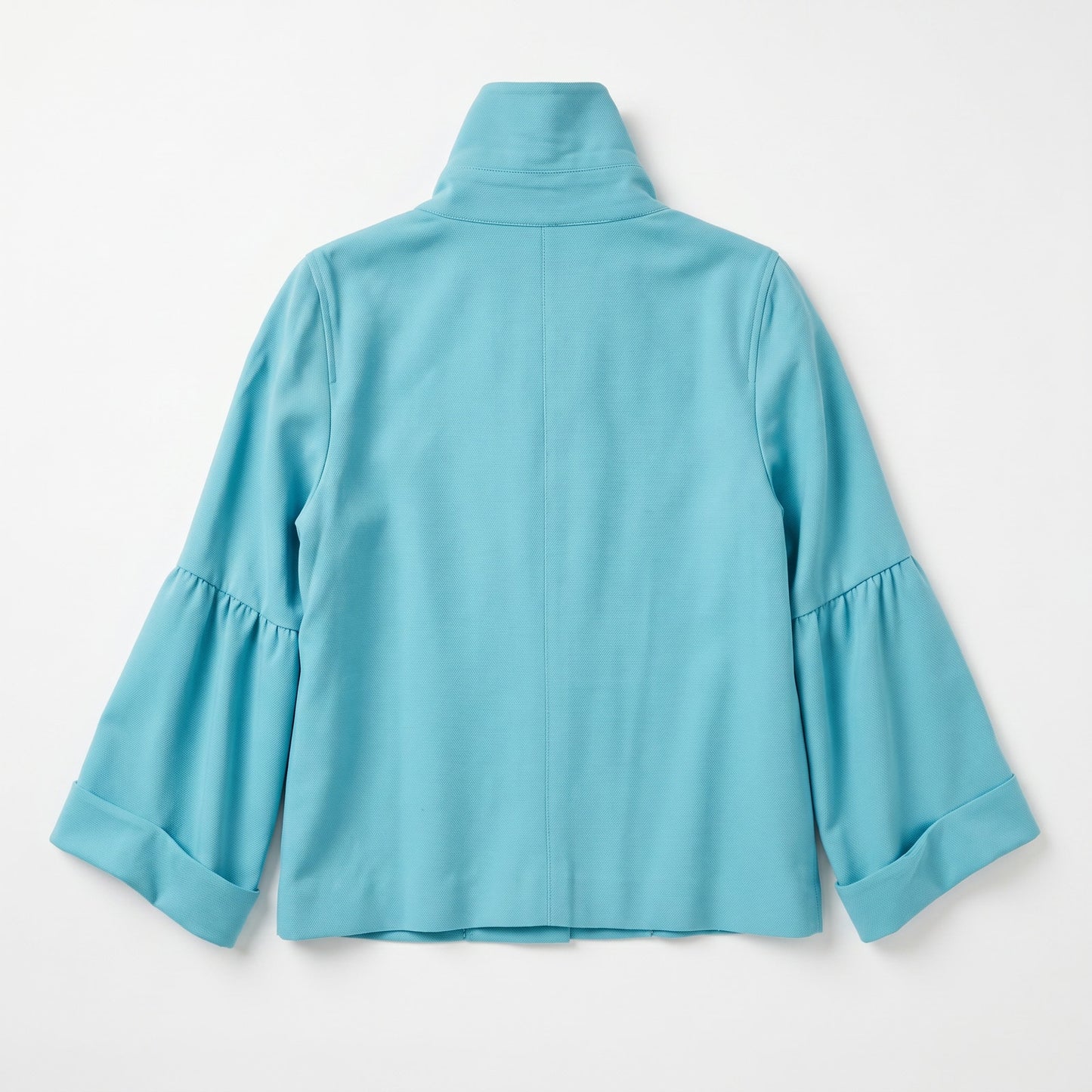 NWT Per Se Teal Double-Breasted Cropped Jacket | Cowl Neck | Bell Sleeves | 98% Wool