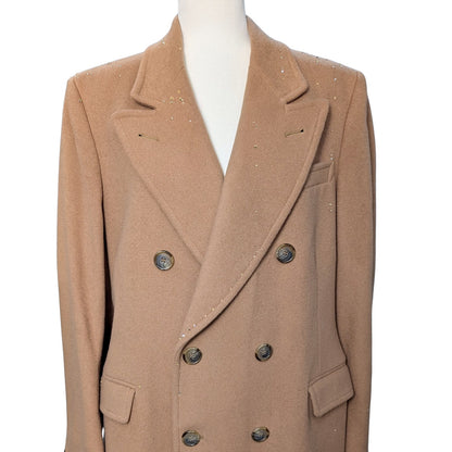 Tempo Europe by London Fog Camel Wool Coat with Austrian Crystal Embellishment