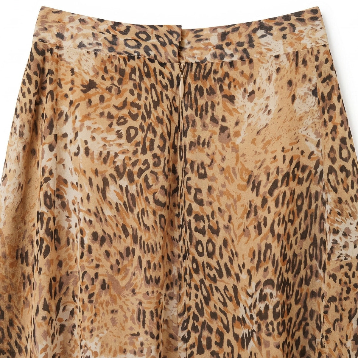 100% Silk Leopard Print Chiffon Midi Skirt | Size 10